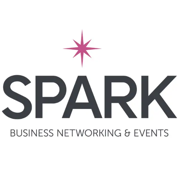 Logo of Spark Business Networking and Events featuring the word "SPARK" in bold letters with a pink star above, representing a vibrant community for business growth and networking.