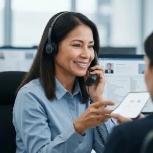 Female assistant talking on the phone