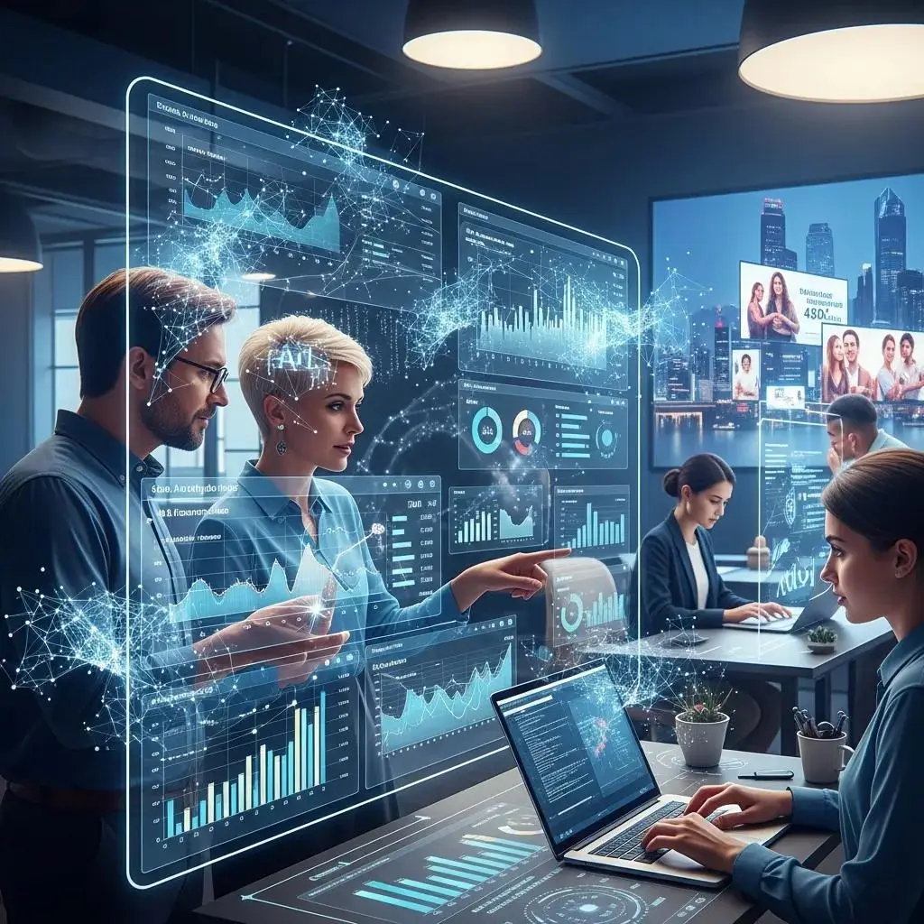 AI technology enhancing digital marketing strategies with data analytics and professionals