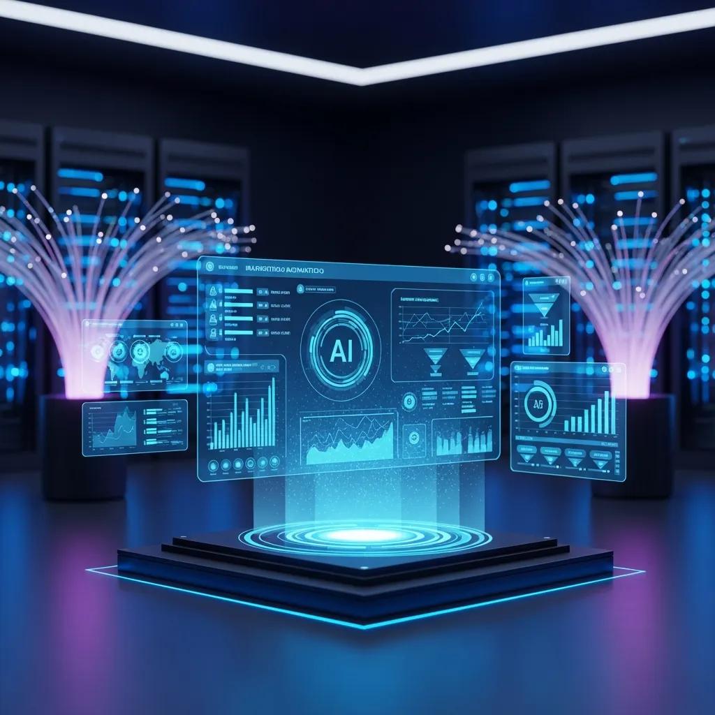 Futuristic AI technology analyzing customer data for marketing automation