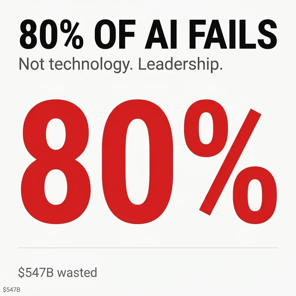 80% of AI fails — Not technology. Leadership. $547B wasted.